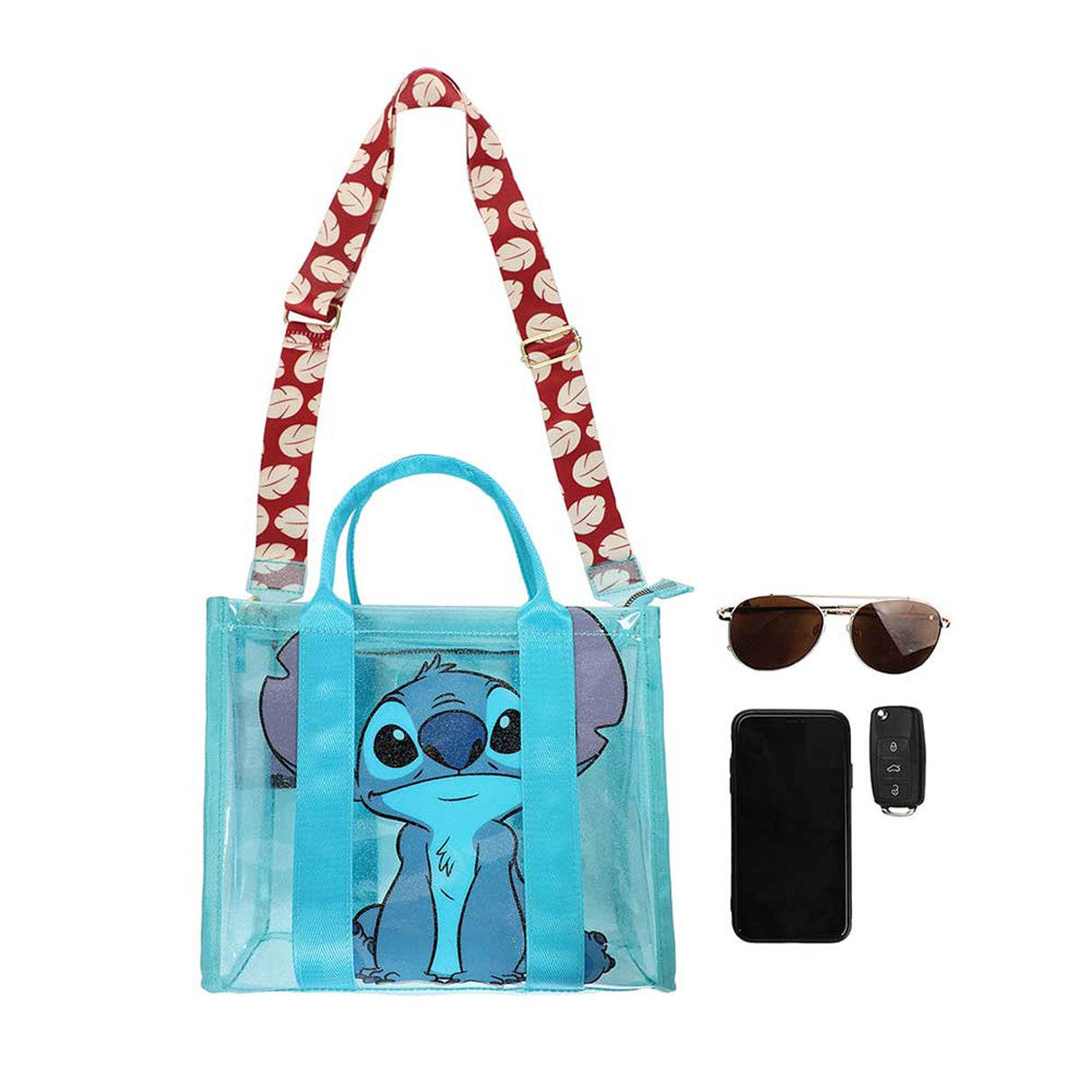 Disney Stitch Glitter Clear Tote Crossbody Bag