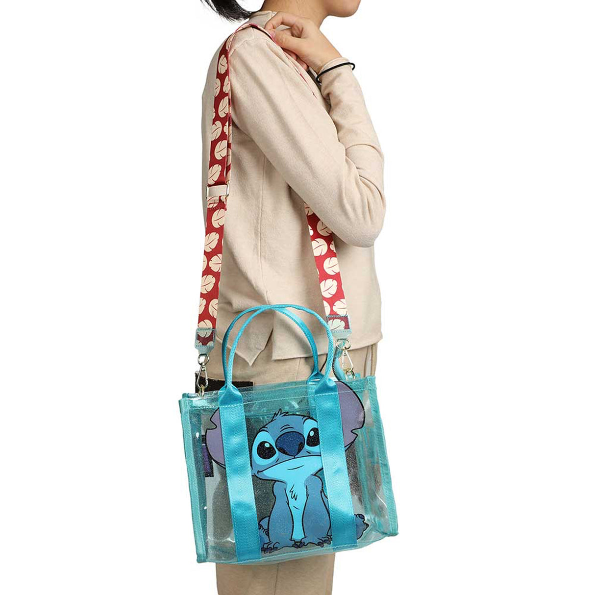 Disney Stitch Glitter Clear Tote Crossbody Bag