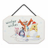 Disney Winnie the Pooh Winter Wishes Hanging Wood Wall Decor