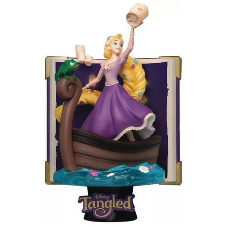 Disney Storybook Tangled Rapunzel D*Stage 078 Collectible Statue.  Rapunzel and Pascal are featured in a boat.