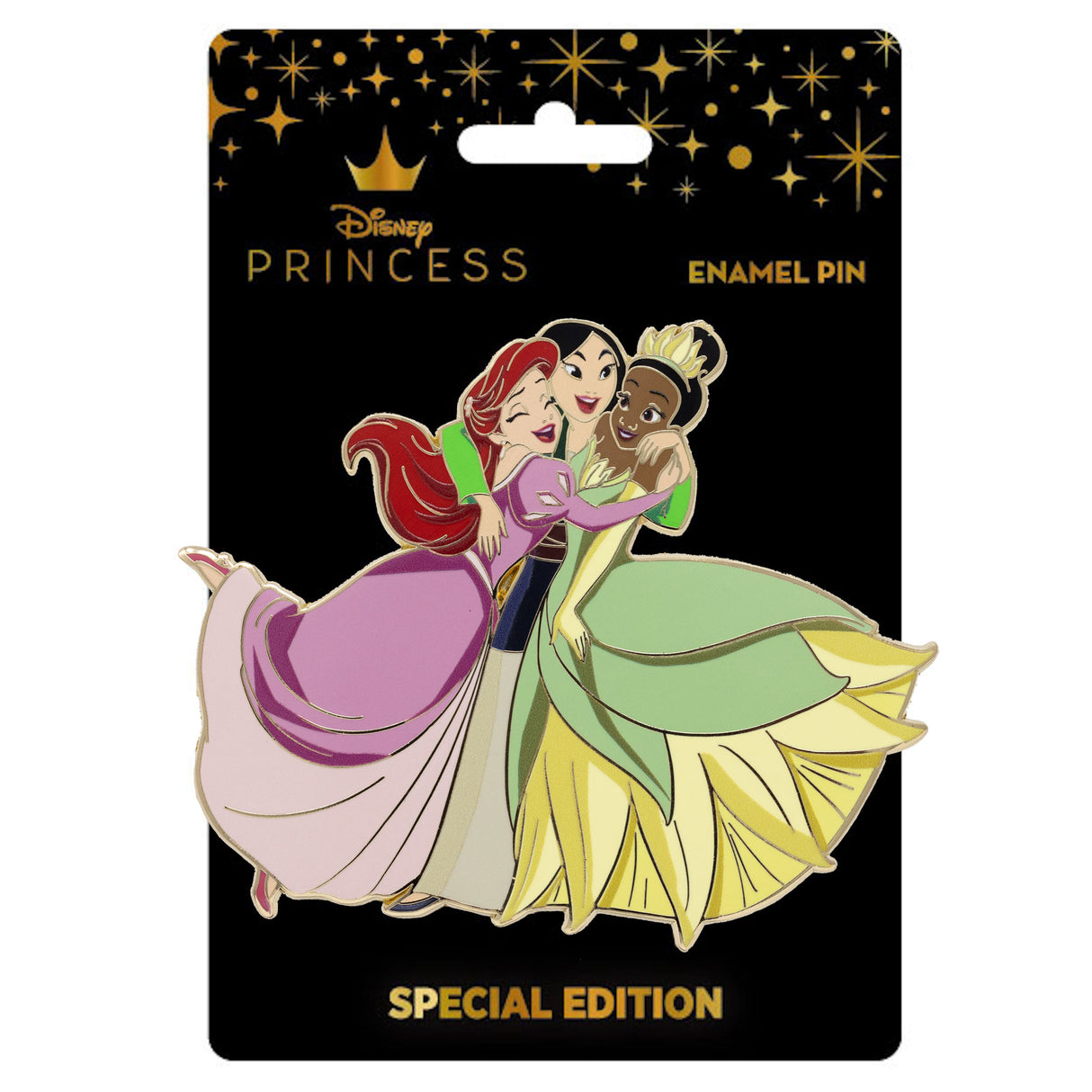 Disney Princess Royal Hug Ariel, Mulan, and Tiana 3.5" Collectible Pin Special Edition 300 - NEW RELEASE