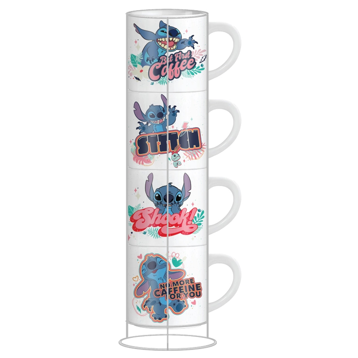 Disney Stitch 4pc Espresso Stacking Mug Set