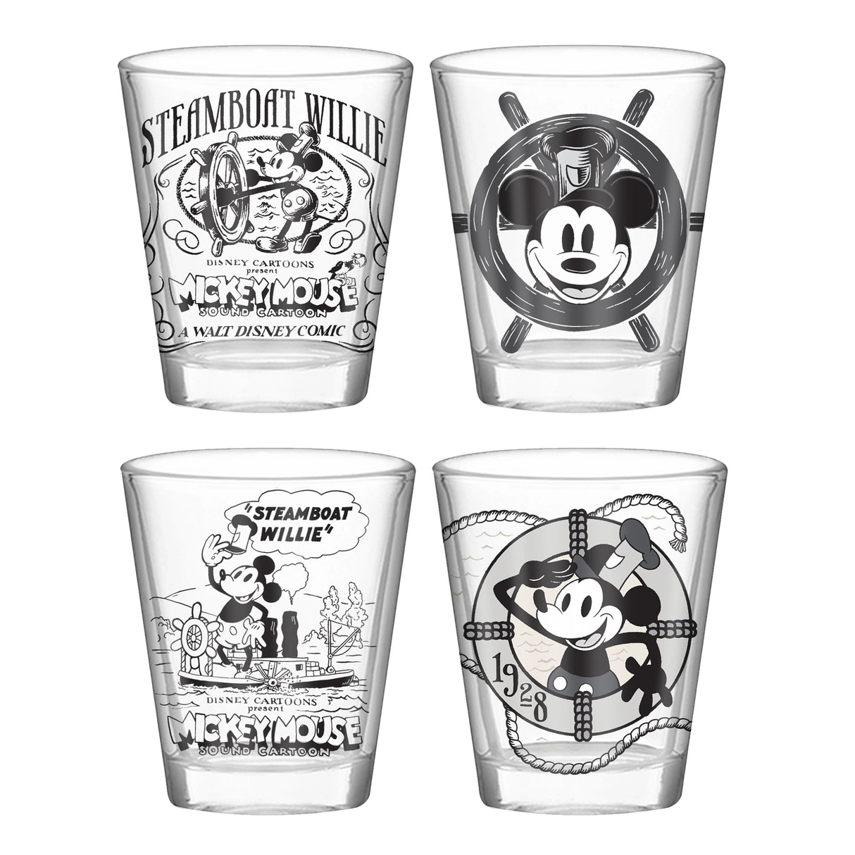 Disney Steamboat Willy 4pc Shot Glass Set