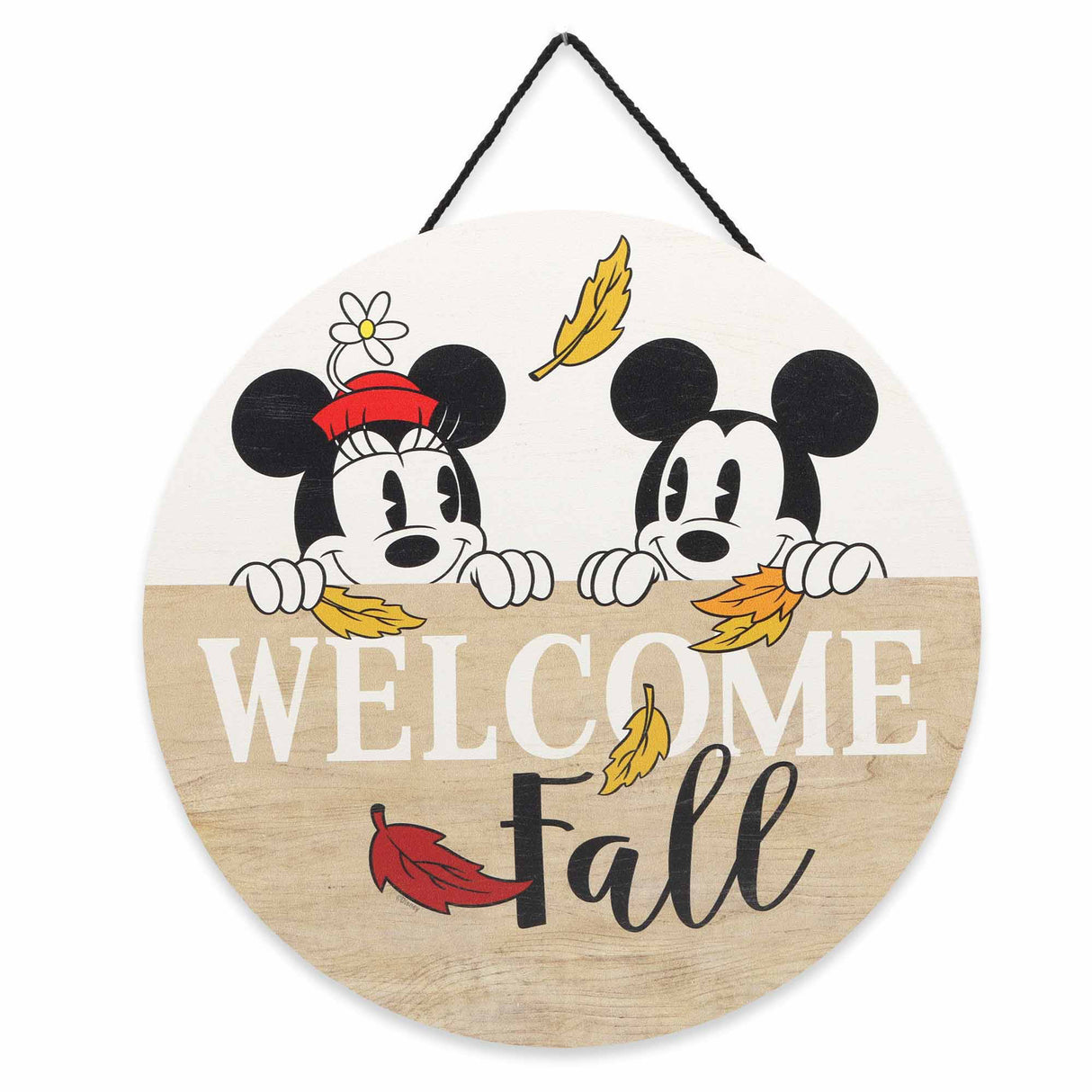 Disney Mickey & Minnie Mouse Welcome Fall Round Hanging Wall Decor