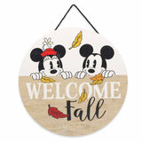 Disney Mickey & Minnie Mouse Welcome Fall Round Hanging Wall Decor