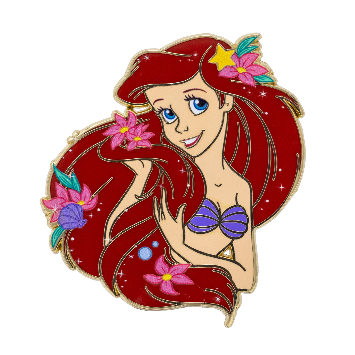 Disney Floral Princess Ariel 2.5" Collectible Pin - NEW RELEASE