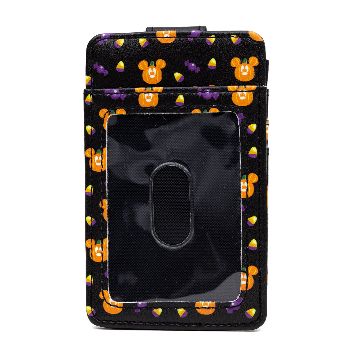 Disney Halloween Mickey Mouse Pumpkin Scattered Candy ID Cardholder