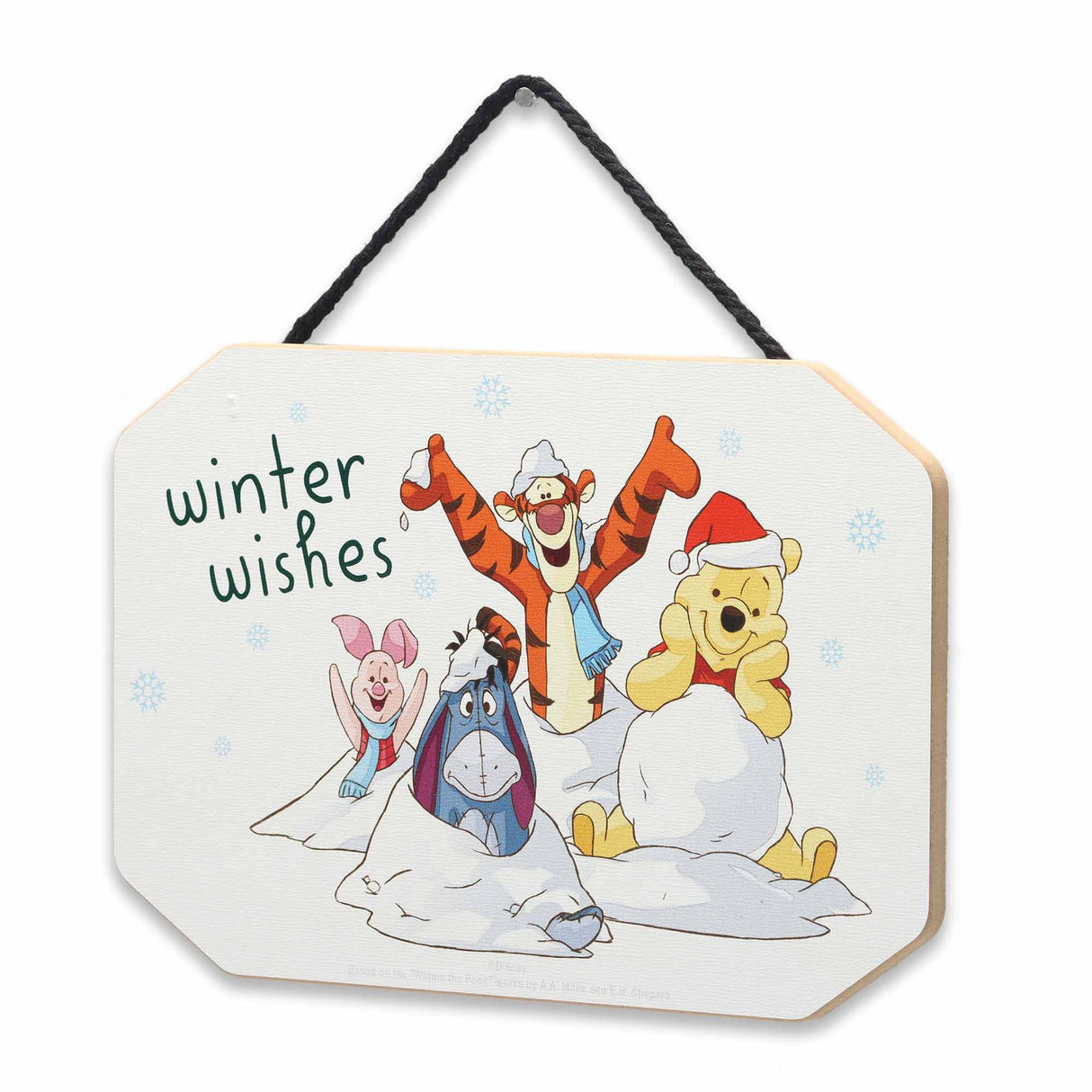 Disney Winnie the Pooh Winter Wishes Hanging Wood Wall Decor