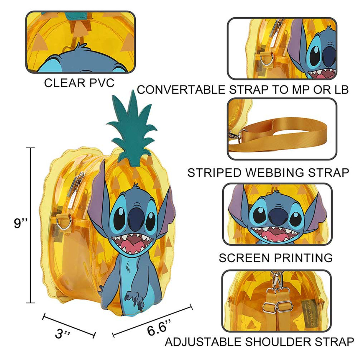 Disney Lilo and Stitch Clear Pineapple Mini Backpack