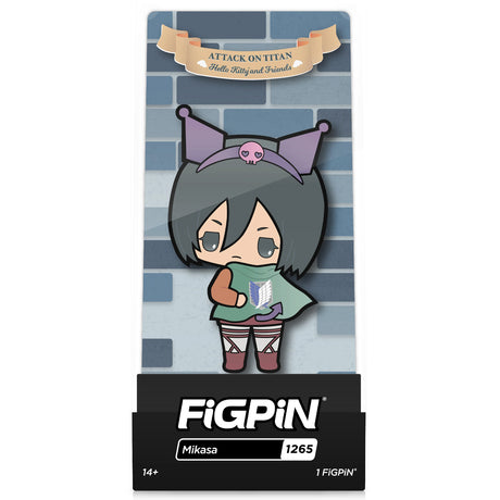 Sanrio Attack on Titan x Hello Kitty Mikasa Kuromi  3" Collectible Pin #1265