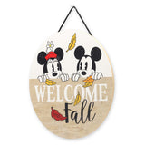 Disney Mickey & Minnie Mouse Welcome Fall Round Hanging Wall Decor