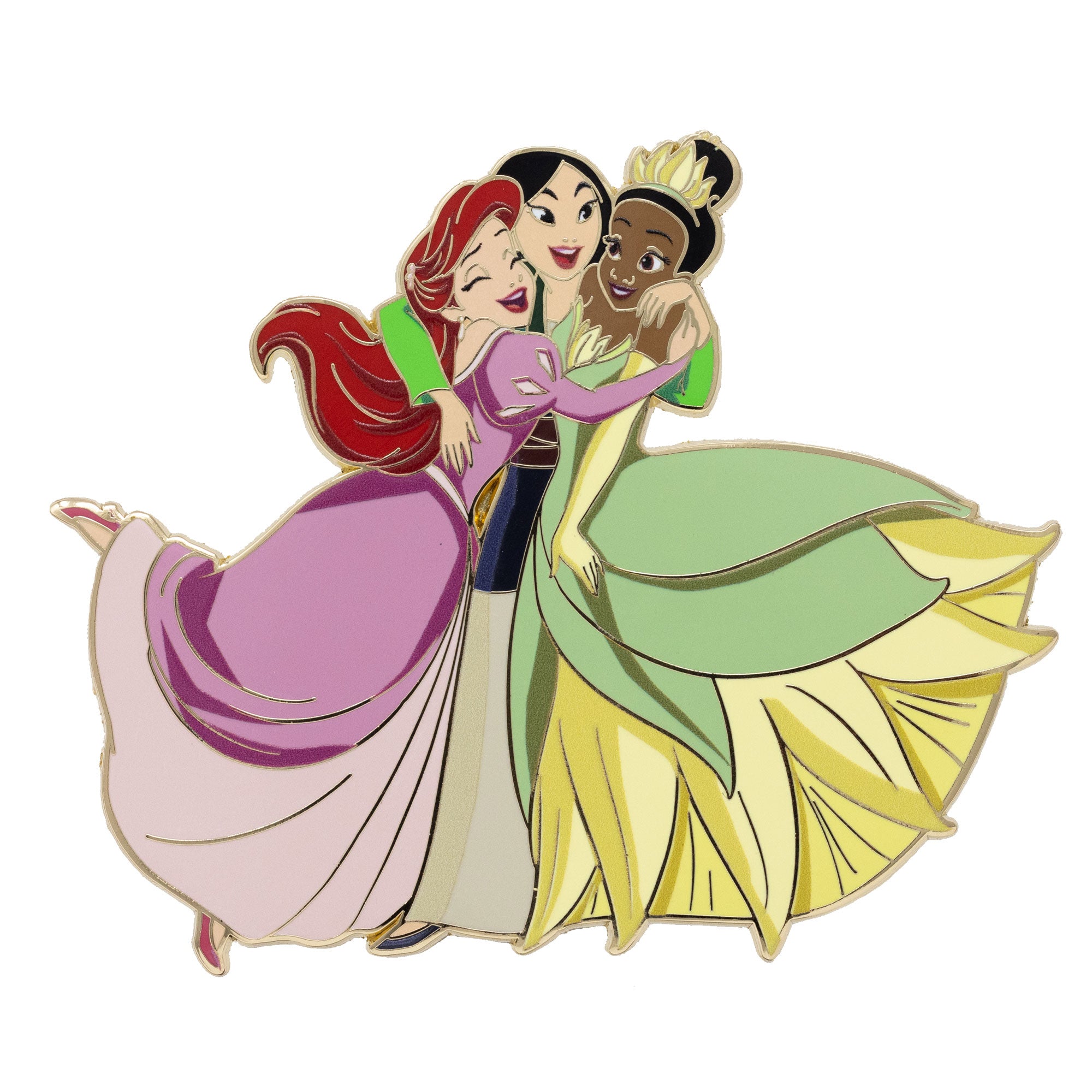 Disney Princess Royal Hug Ariel, Mulan, and Tiana 3.5" Collectible Pin Special Edition 300 - NEW RELEASE