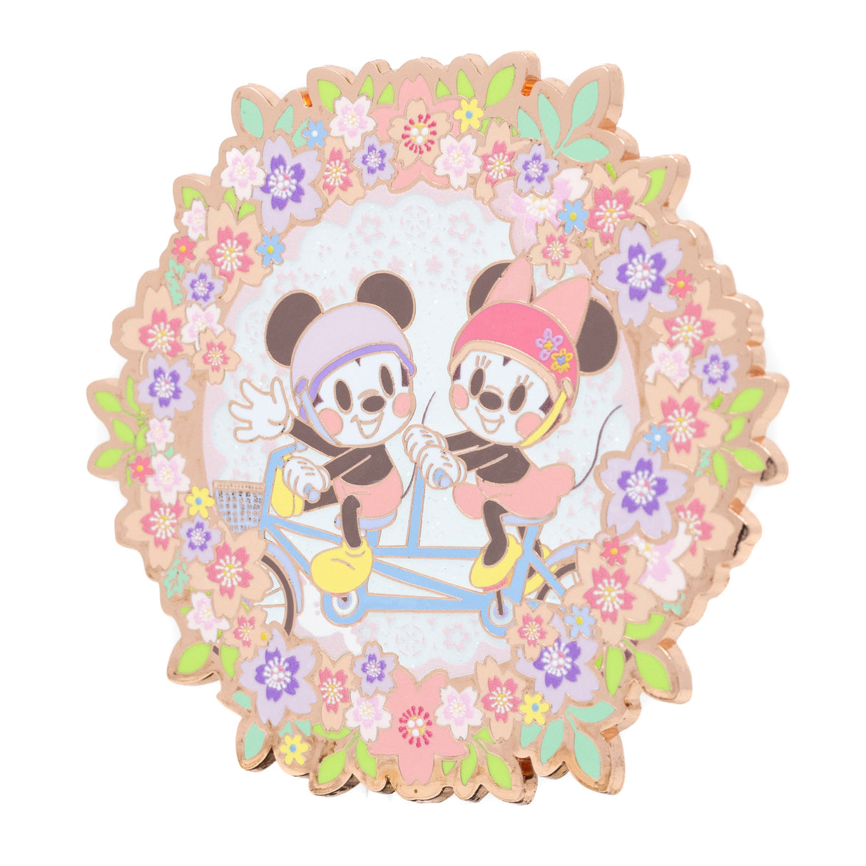 Disney Cherry Blossom Series Mickey and Minnie Bicycle Collectible Pin Special Edition 300