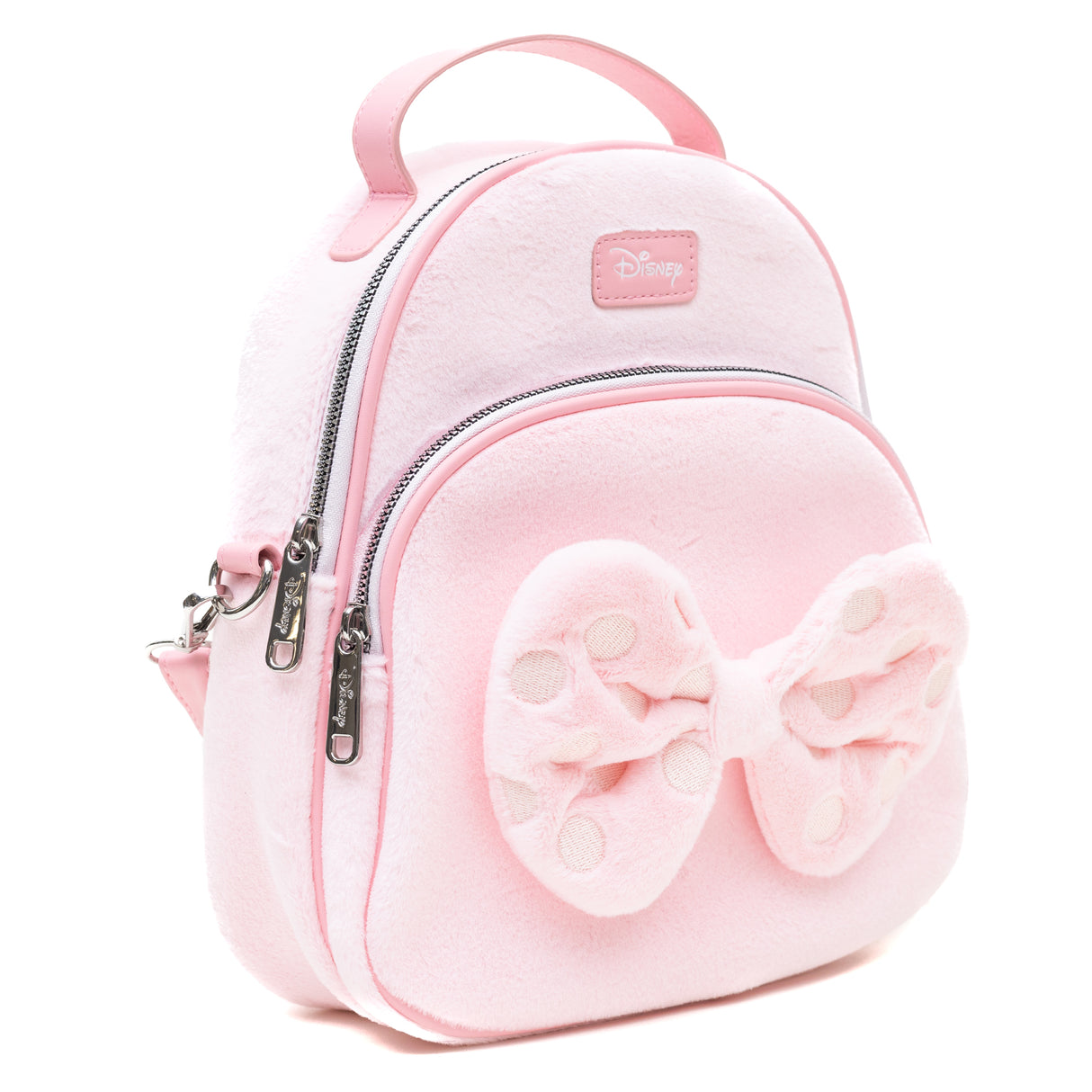 Disney Minnie Mouse Furry Pink Bow Crossbody Bag