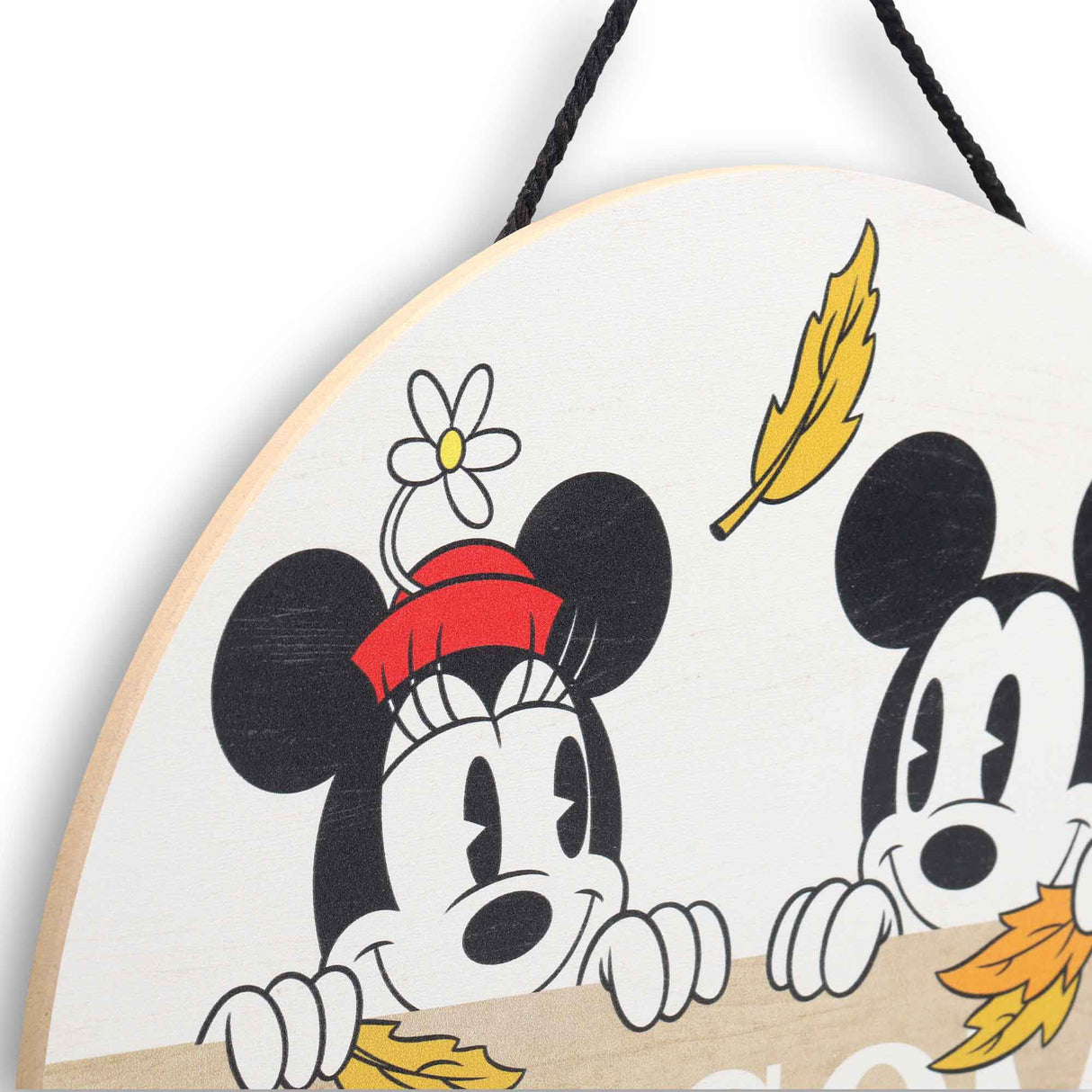 Disney Mickey & Minnie Mouse Welcome Fall Round Hanging Wall Decor