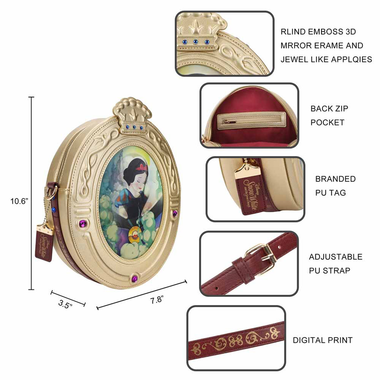 Disney Snow White Magic Mirror Crossbody Bag