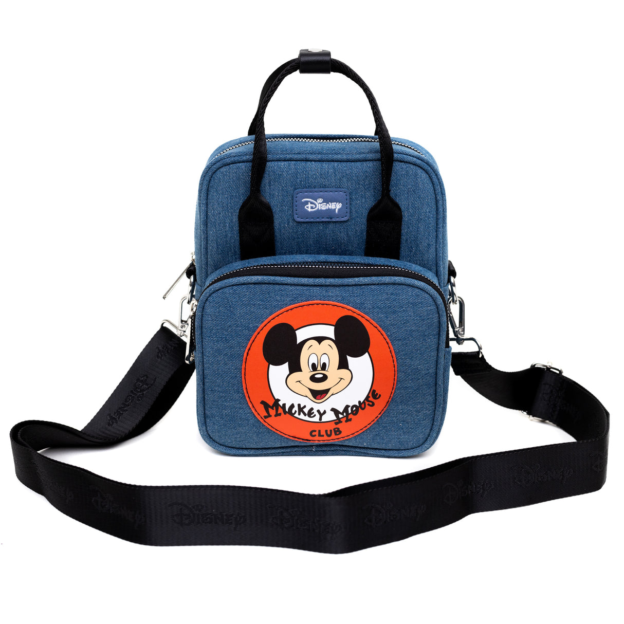 Disney 100 Mickey Mouse Club Deluxe Denim Crossbody Bag