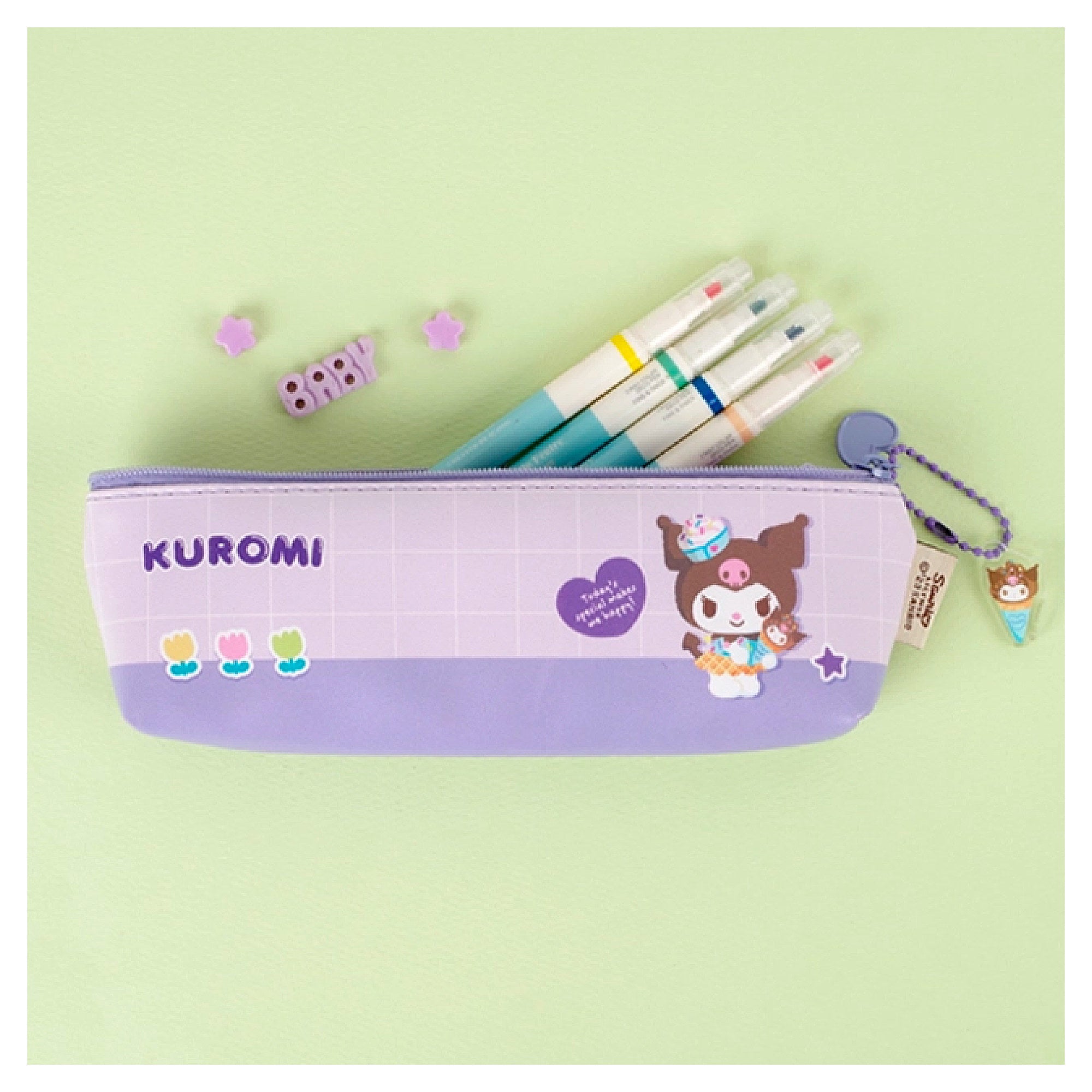 Sanrio Adorable Characters Charm Pencil Case Pouch - Kuromi