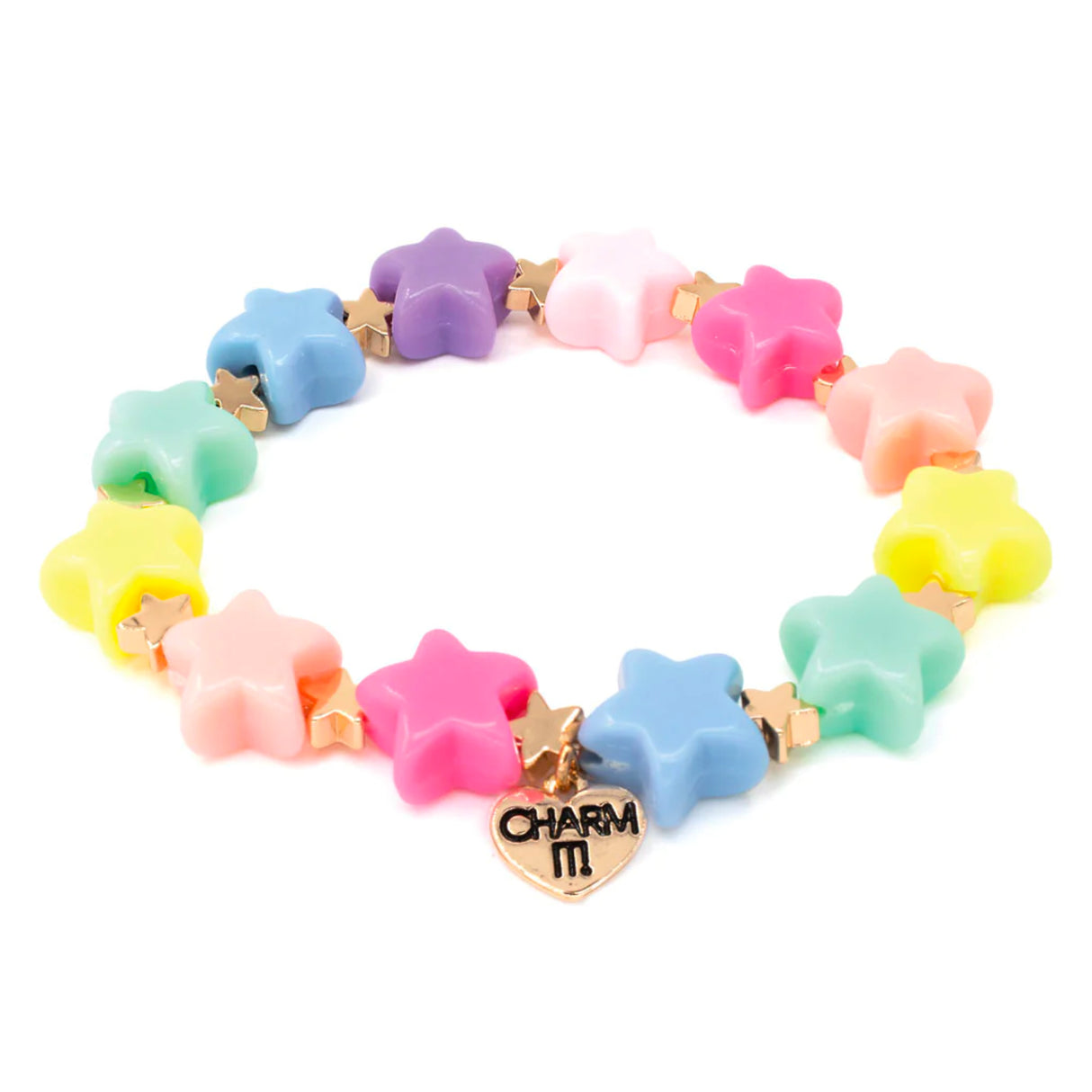 CHARM IT! - Gold Pastel Star Stretch Bead Bracelet