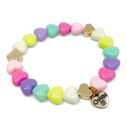 CHARM IT! - Gold Pastel Heart Stretch Bead Bracelet