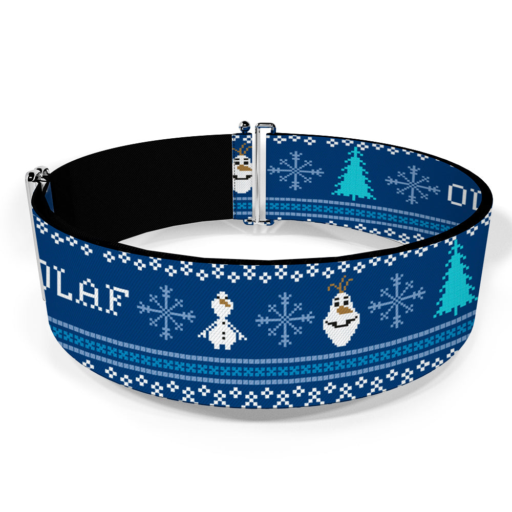 Cinch Waist Belt - Olaf Snowflakes Stitch Blues White