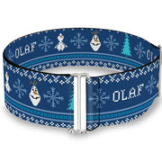 Cinch Waist Belt - Olaf Snowflakes Stitch Blues White