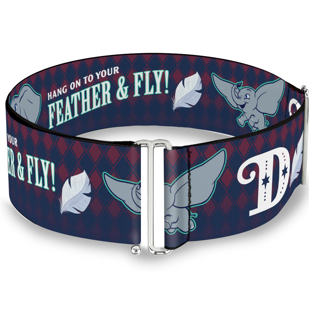 Cinch Waist Belt - Dumbo 2-Poses D Icon HANG ON TO YOUR FEATHER & FLY! Diamond Checker Navy Red White