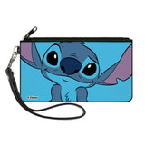 Canvas Zipper Wallet - LARGE - Lilo & Stitch Stitch Sweet Smiling Pose CLOSE-UP Blues