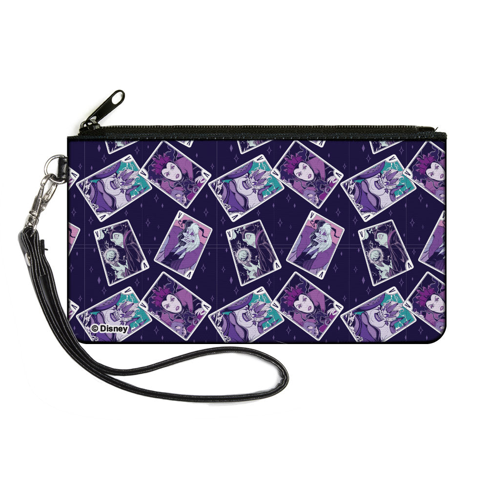 Canvas Zipper Wallet - LARGE - Disney Villains Card Poses Collage Purples