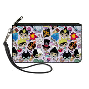 Canvas Zipper Wallet - LARGE - Disney Sweet Chibi Villain Faces and Icons Collage Lavender