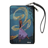 Canvas Zipper Wallet - LARGE - Wish Asha Dancing Swirl Pose Blues/Yellows