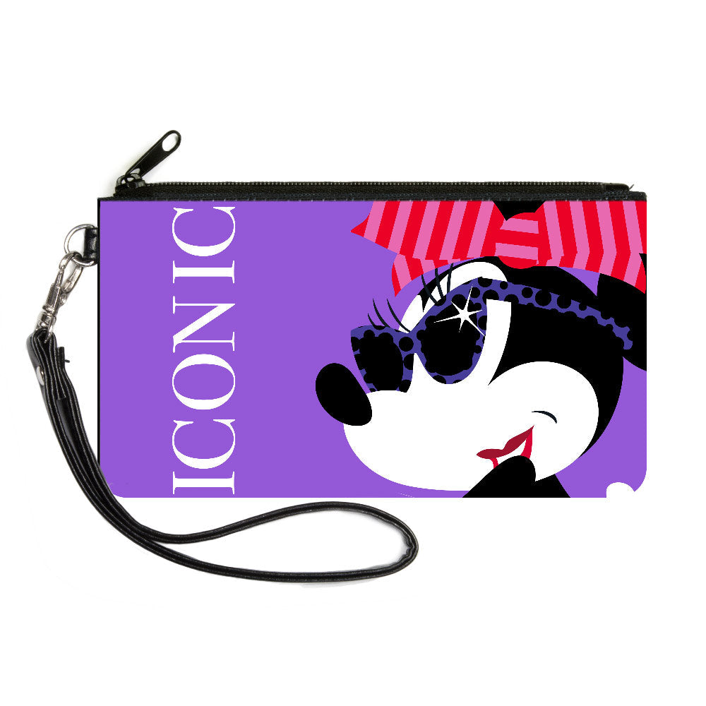 Canvas Zipper Wallet - SMALL - ICONIC Hollywood Minnie Over Shoulder Pose CLOSE-UP Purples/White