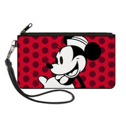 Canvas Zipper Wallet - SMALL - Vintage Minnie Smiling Pose CLOSE-UP Dots Reds/Black/White