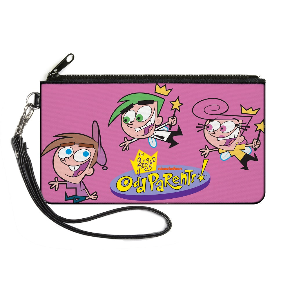 Canvas Zipper Wallet - LARGE - THE FAIRLY ODDPARENTS Timmy with Cosmo and Wanda Group Pose Pink