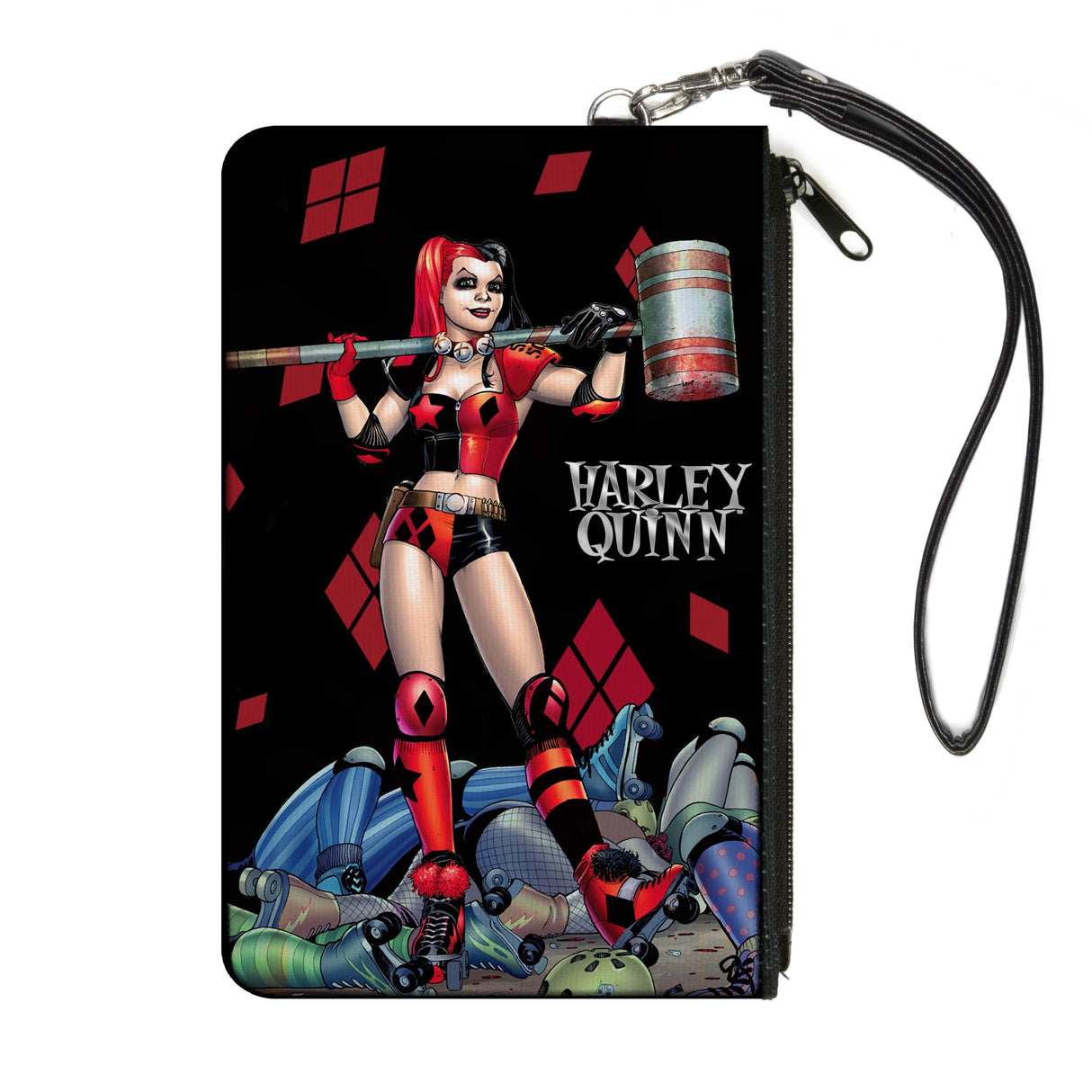 Canvas Zipper Wallet - LARGE - HARLEY QUINN Issue #1 Roller Derby Hammer Cover Pose