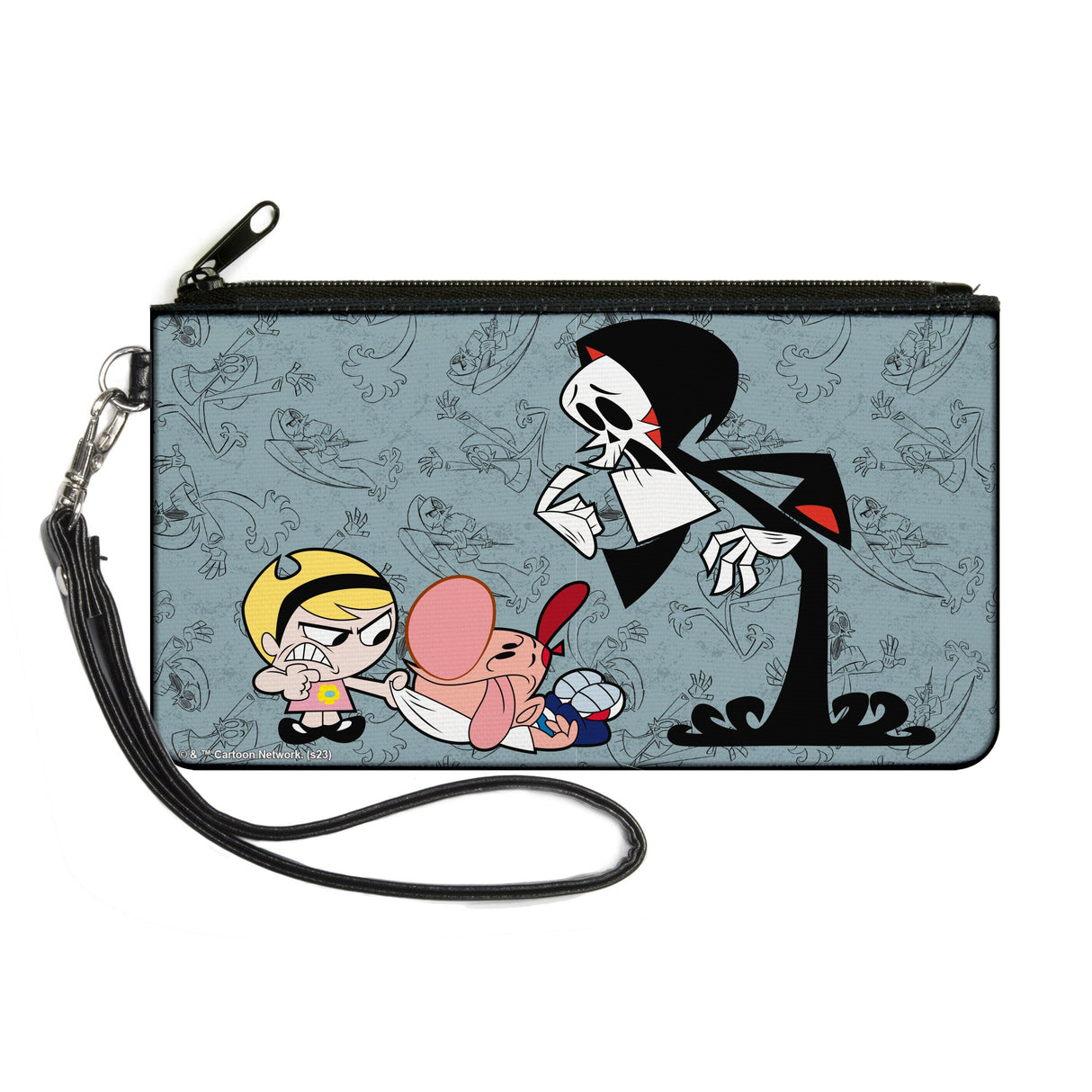 Canvas Zipper Wallet - LARGE - The Grim Adventures of Billy & Mandy Group Pose and Grim Sketches Gray