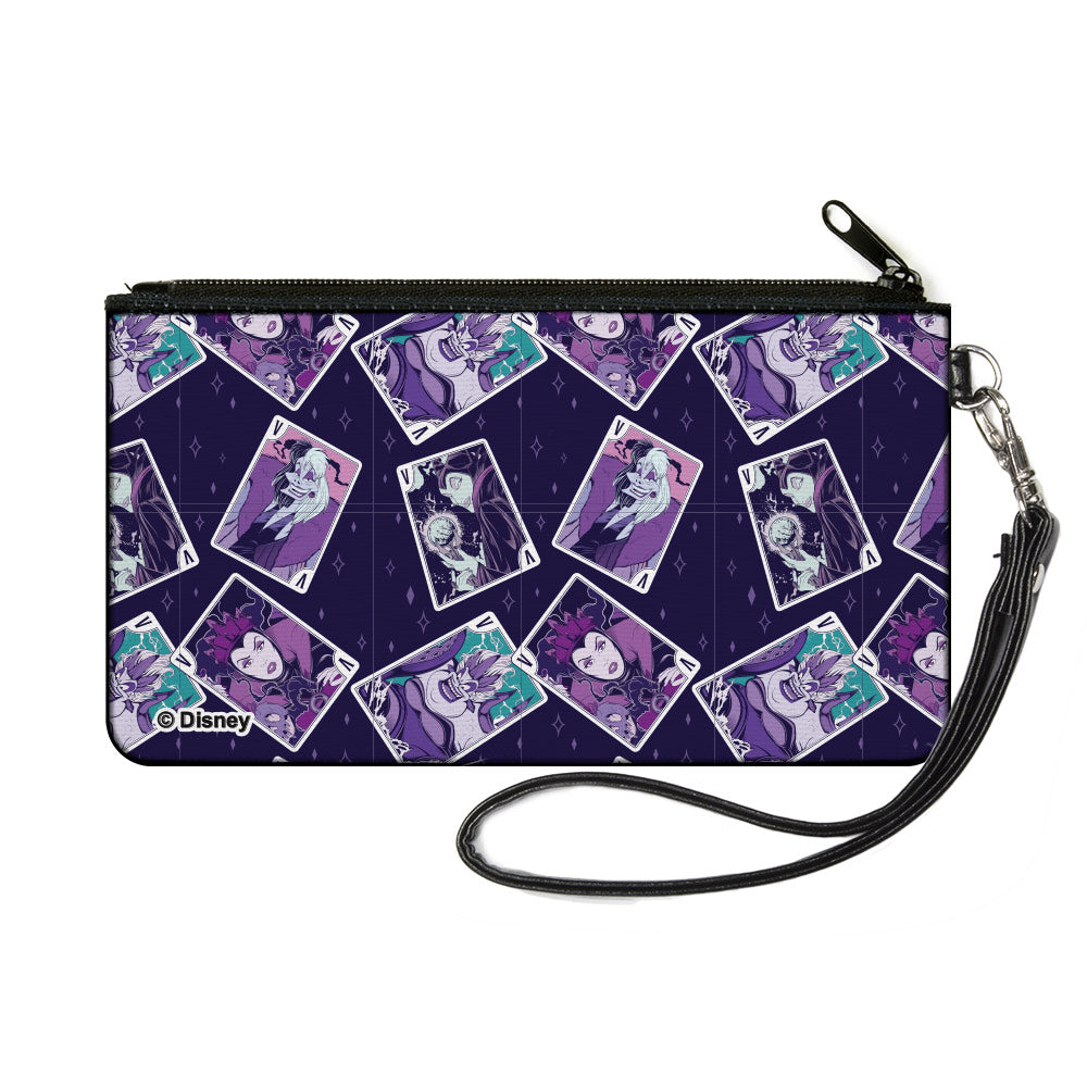 Canvas Zipper Wallet - SMALL - Disney Villains Card Poses Collage Purples