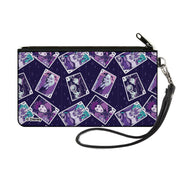 Canvas Zipper Wallet - SMALL - Disney Villains Card Poses Collage Purples