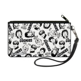 Canvas Zipper Wallet - SMALL - THE GOONIES Character Face Sketch Collage White/Black