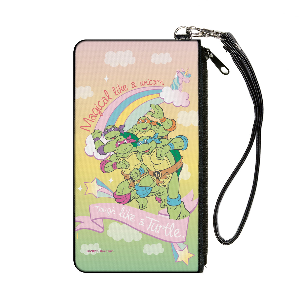 Canvas Zipper Wallet - SMALL - Classic TMNT Turtles Pose19 MAGICAL LIKE A UNICORN-TOUGH LIKE A TURTLE Multi Pastel