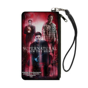 Canvas Zipper Wallet - SMALL - SUPERNATURAL-JOIN THE HUNT Crowley/Dean/Sam Group Pose Black/Red Glow