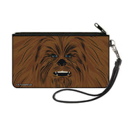 Canvas Zipper Wallet - SMALL - Star Wars Chewbacca Face CLOSE-UP Brown