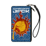 Canvas Zipper Wallet - SMALL - SAMURAI JACK MY QUEST CONTINUES Katana Pose Swirl Blues