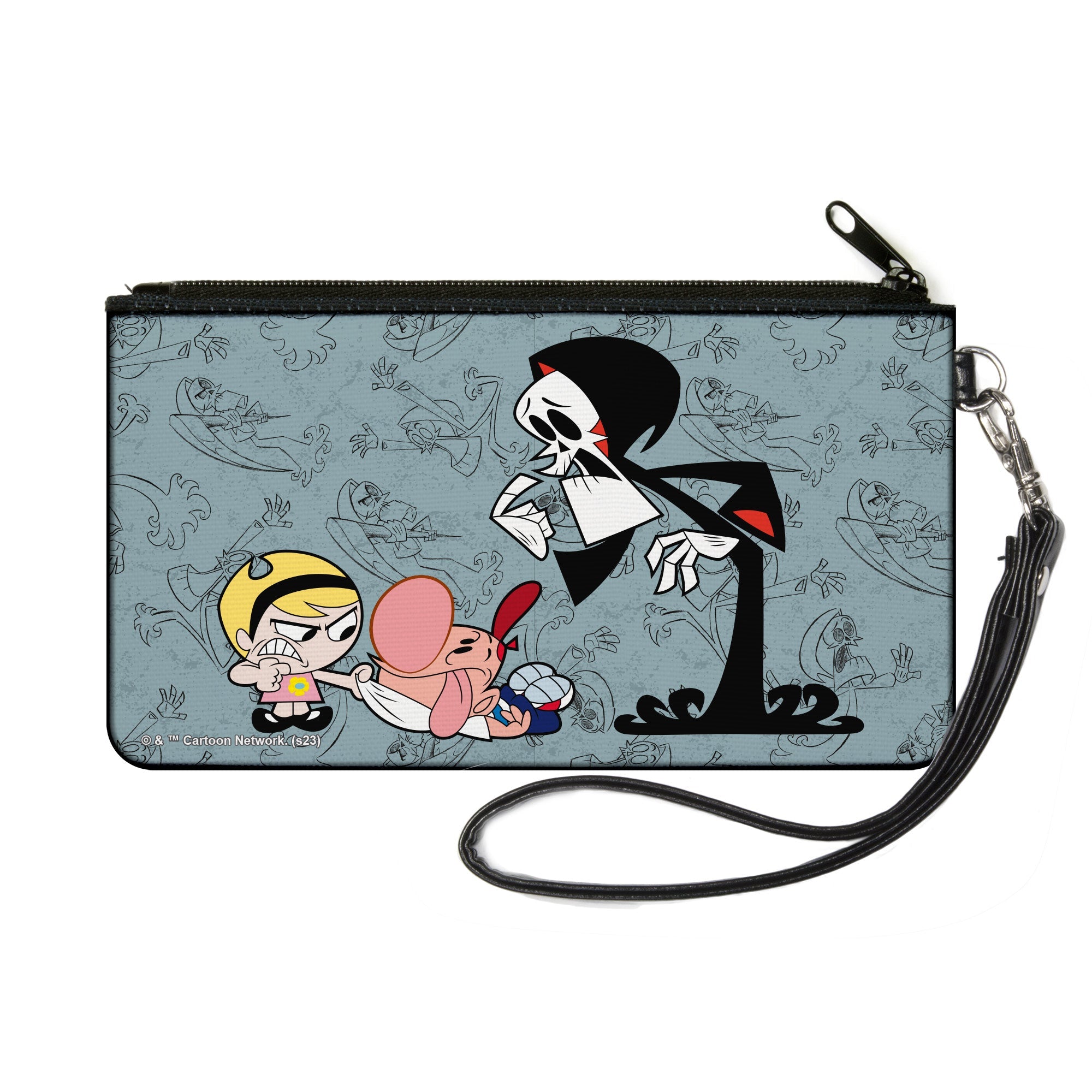 Canvas Zipper Wallet - SMALL - The Grim Adventures of Billy & Mandy Group Pose and Grim Sketches Gray