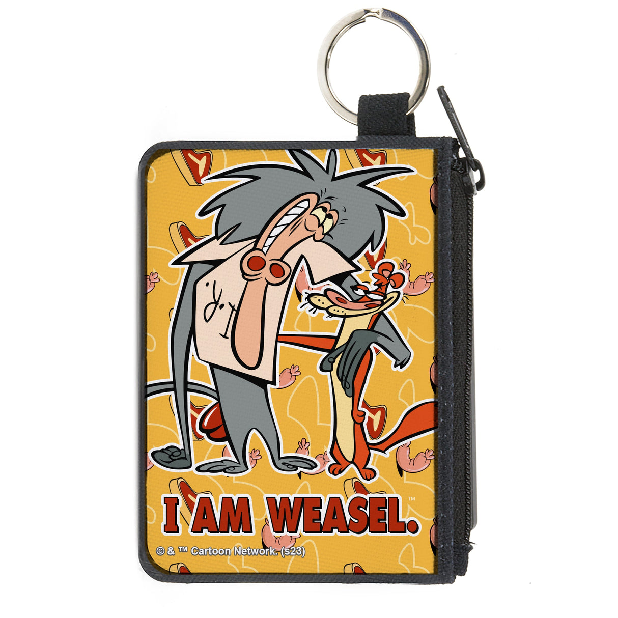 Canvas Zipper Wallet - MINI X-SMALL - I AM WEASEL IR Baboon and IM Weasel Pose and Title Logo Yellows