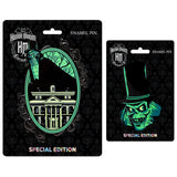 Disney Haunted Mansion Hatbox Ghost with Mansion Combo 3" and 5" Collectible Pin Special Edition 150 and 300 GLOW IN THE DARK - PREORDER