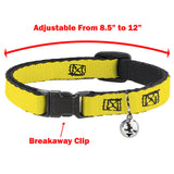 Breakaway Cat Collar with Bell - ROCKET POWER RP Logo/4-Character Faces CLOSE-UP Black/Green/Blue