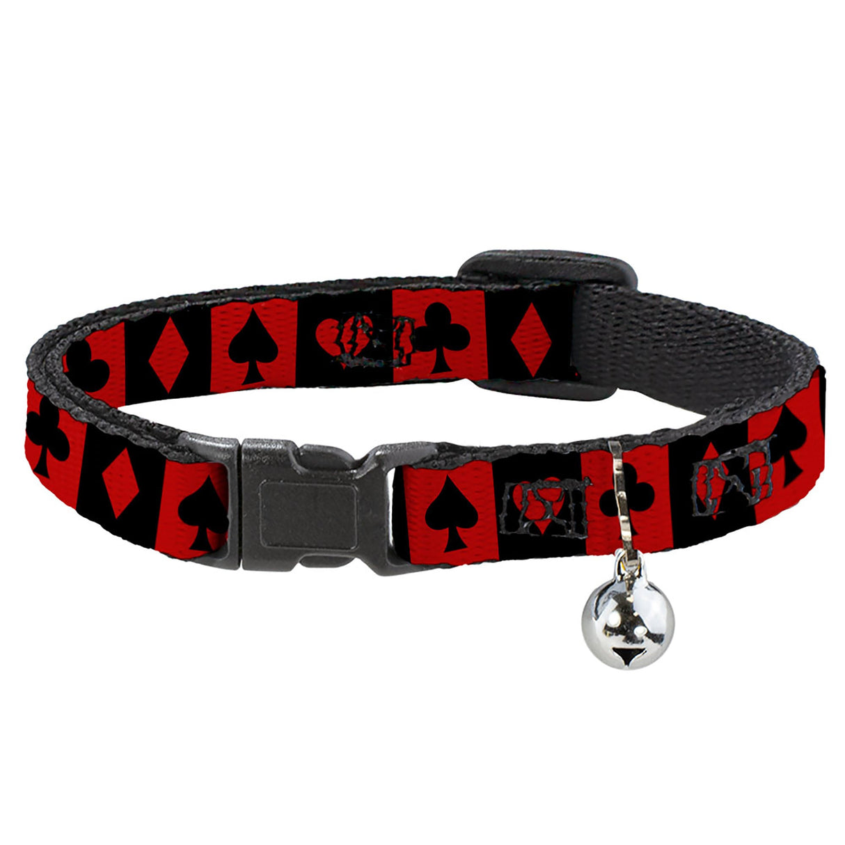 Breakaway Cat Collar with Bell - Alice in Wonderland Card Suits Red/Black