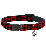 Breakaway Cat Collar with Bell - Alice in Wonderland Card Suits Red/Black