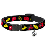 Breakaway Cat Collar with Bell - Mickey Mouse Shorts and Shoes Black/Red/Yellow